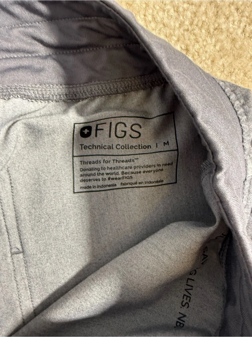 Figs Woman’s Gray Joggers with Teal Drawstring